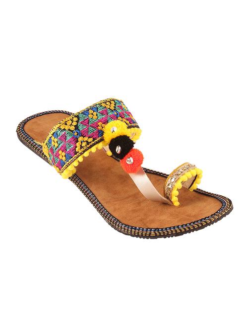 yellow pvc ethnic kolhapuris - 14119691 - Very Small Image - 1
