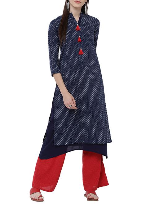 layered kurta with tassels - 14119938 - Very Small Image - 1