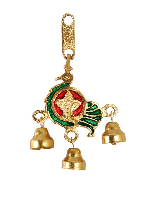 hanging in metal in peacock shape with bells by handicrafts paradise - 14120191 - Very Small Image - 1