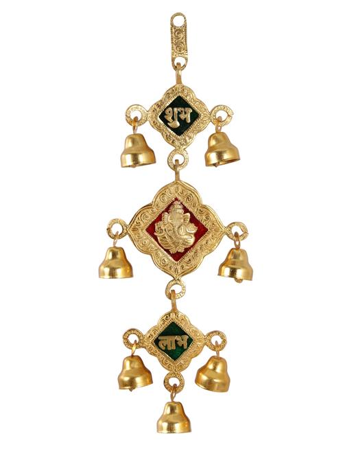door hanging in metal ganesha motif with bells by handicrafts paradise - 14120194 - Very Small Image - 1