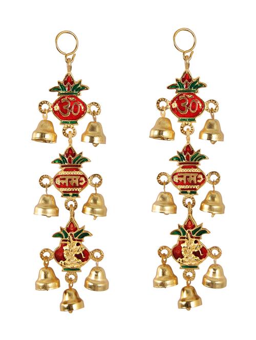 hanging pair in metal kalash shaped with bells by handicrafts paradise - 14120220 - Very Small Image - 1