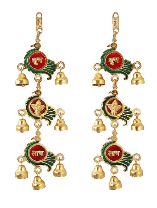 hanging pair in metal peacock shaped with bells by handicrafts paradise - 14120221 - Very Small Image - 1