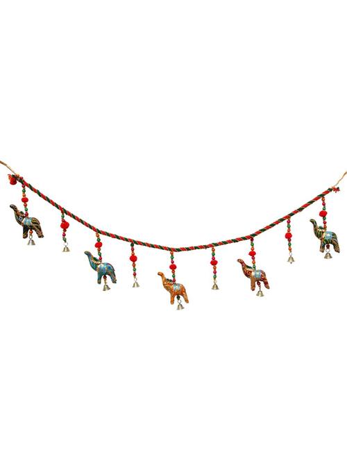 door hanging bandhanwar multi color bead strands with chunari elephants hanging - 14120368 - Very Small Image - 1