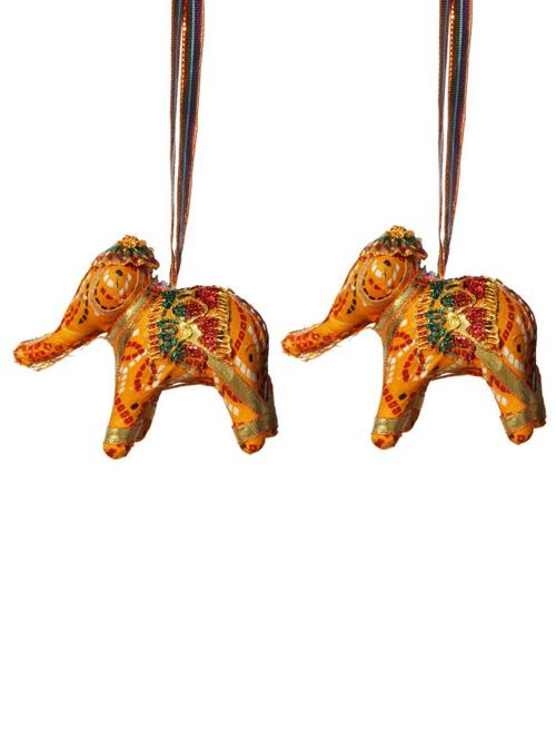 door hanging pink velvet cloth elephant pair - 14120375 - Very Small Image - 1