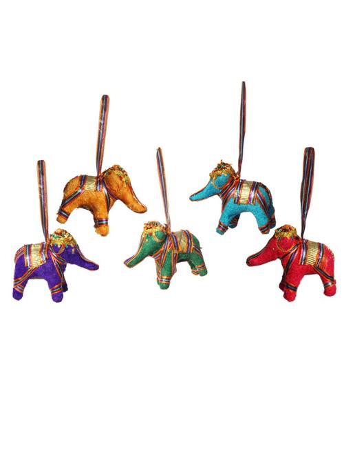 door hanging elephant set of 5 pc multi color velvet cloth - 14120424 - Very Small Image - 1
