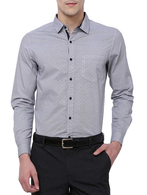 grey cotton formal shirt - 14121109 - Very Small Image - 1