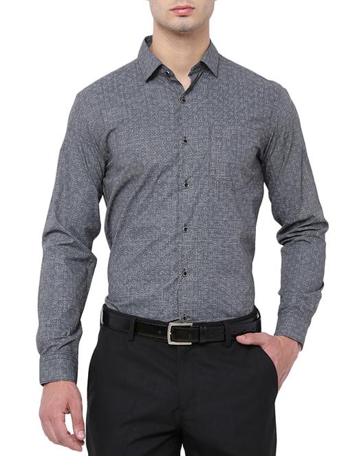 grey cotton formal shirt - 14121163 - Very Small Image - 1