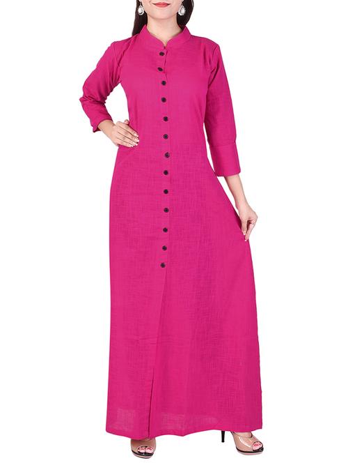 pink cotton aline kurta - 14121818 - Very Small Image - 1