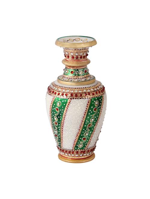 flower pot painted in green meena work by handicrafts paradise - 14122257 - Very Small Image - 1