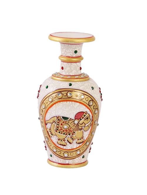 flower vase with beautiful hand painted elephant motiff by handicrafts paradise - 14122260 - Very Small Image - 1