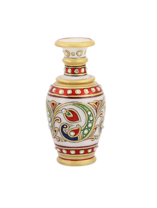 flower vase in marble peacock painted in meena by handicrafts paradise - 14122273 - Very Small Image - 1