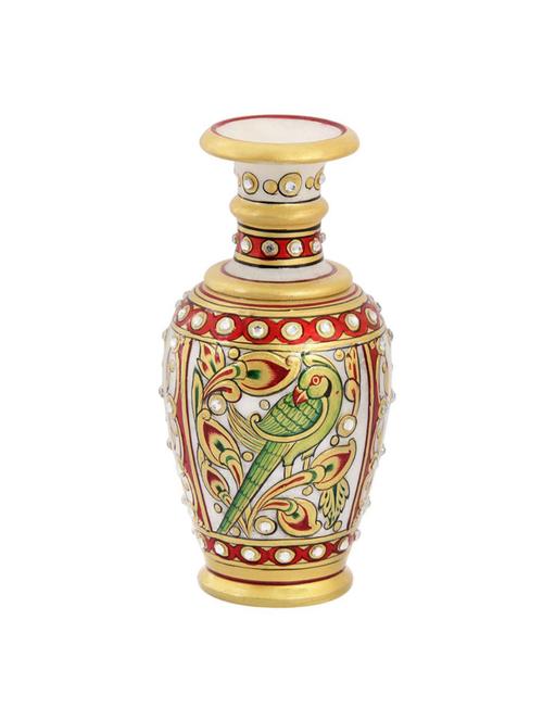 flower pot with parrot painted carved in marble by handicrafts paradise - 14122275 - Very Small Image - 1