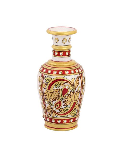 flower vase carved in marble meena work by handicrafts paradise - 14122276 - Very Small Image - 1