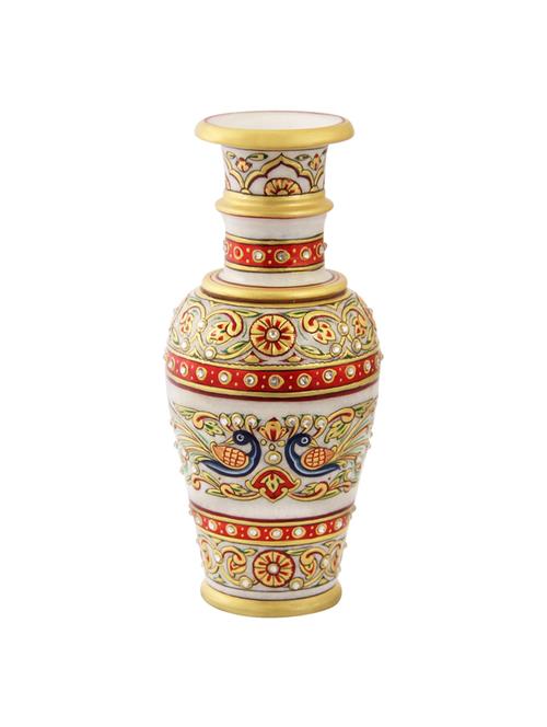 marble flower vase with beautiful peacock design by handicrafts paradise - 14122279 - Very Small Image - 1