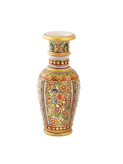marble flower vase with beautiful peacock pattern by handicrafts paradise - 14122280 - Very Small Image - 1
