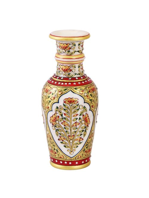 marble flower pot with golden finish and emboss painting by handicrafts paradise - 14122296 - Very Small Image - 1
