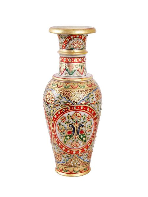 marble flower pot with peacocks hand painted by handicrafts paradise - 14122308 - Very Small Image - 1