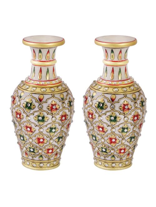 marble flower vase with emboss painted mehrab design by handicrafts paradise - 14122338 - Very Small Image - 1