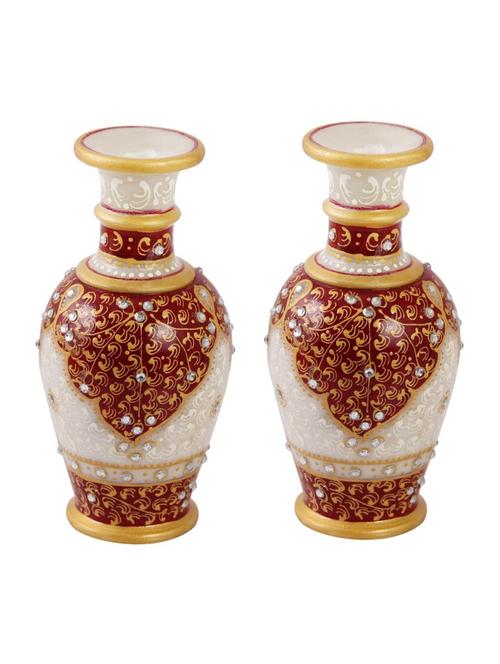marble flower vase pair with hand painted kuppi work by handicrafts paradise - 14122341 - Very Small Image - 1