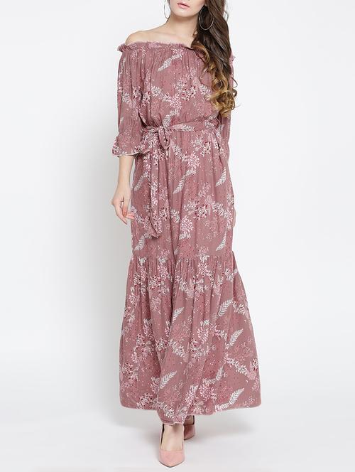 pink printed viscose maxi dress - 14122914 - Very Small Image - 1