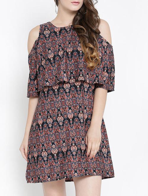 black printed layered dress - 14122916 - Very Small Image - 1