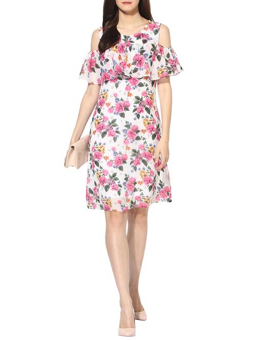multi colored georgette fit & flare dress - 14123403 - Very Small Image - 1
