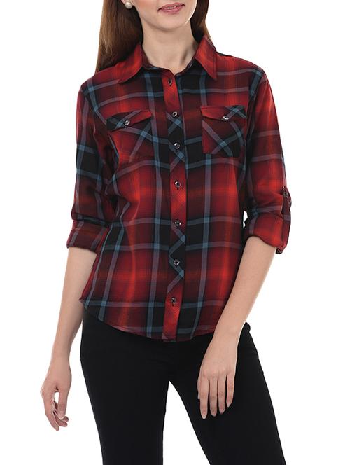 rolled up sleeves checkered shirt - 14123576 - Very Small Image - 1