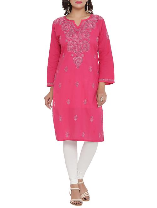 ada pink cotton straight kurta - 14125610 - Very Small Image - 1