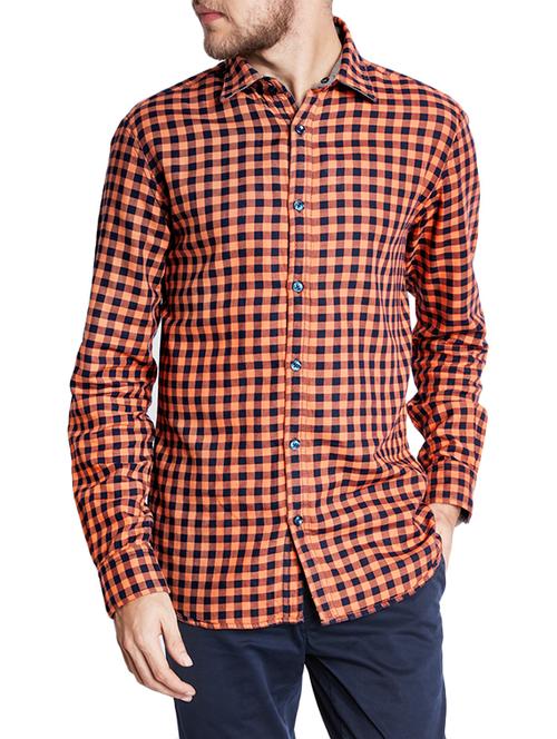 orange cotton casual shirt - 14126688 - Very Small Image - 1