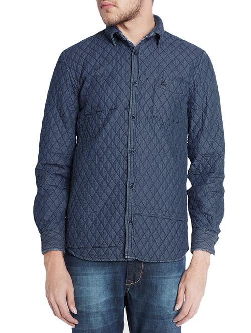 blue cotton casual shirt - 14126708 - Very Small Image - 1