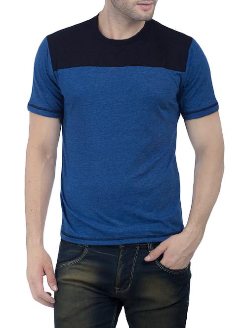 blue cotton color block t-shirt - 14127236 - Very Small Image - 1