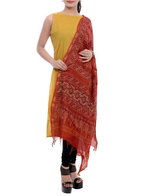 orange printed dupatta - 14128146 - Very Small Image - 1