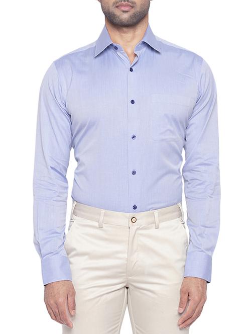 blue cotton formal shirt - 14128190 - Very Small Image - 1