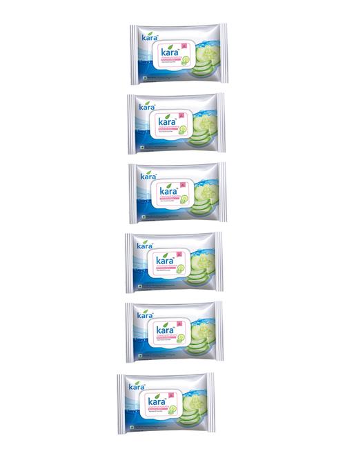 kara refreshing facial wipes - viscose fibre - aloe vera & cucumber (pack of 6) - 14128502 - Very Small Image - 1