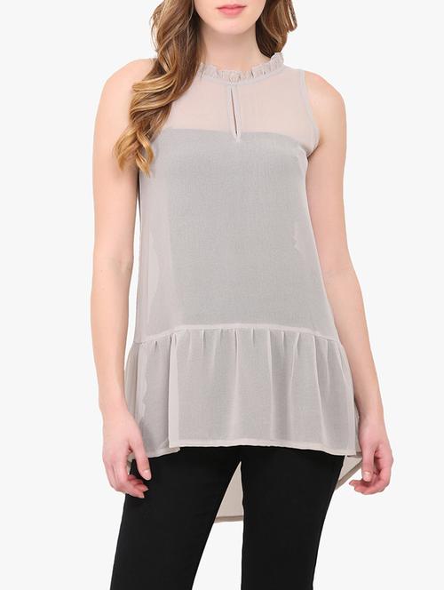 grey poly georgette casual top - 14128873 - Very Small Image - 1