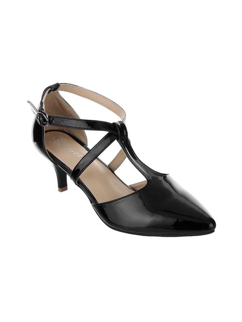 black faux leather ankle strap sandals - 14129151 - Very Small Image - 1