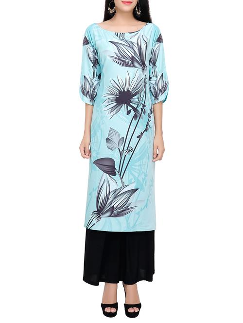 turquoise straight kurta - 14129446 - Very Small Image - 1