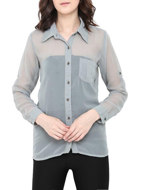 solid grey regular shirt - 14129766 - Very Small Image - 1