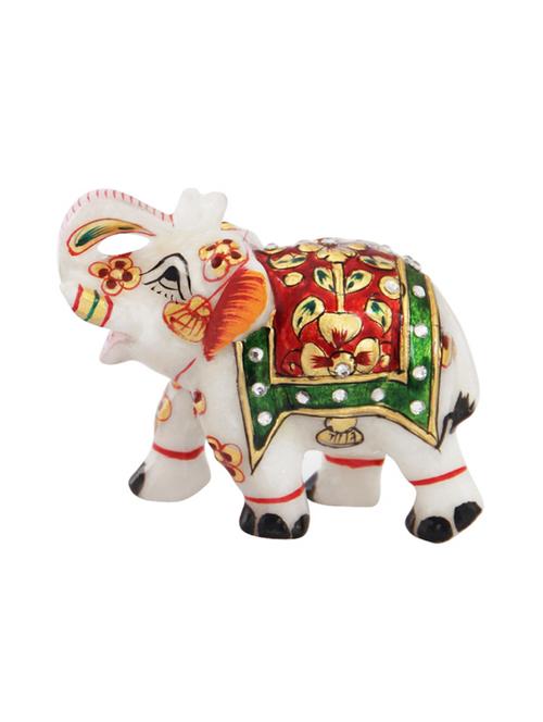 elephant in marble with meena work in red color by handicrafts paradise - 14130206 - Very Small Image - 1