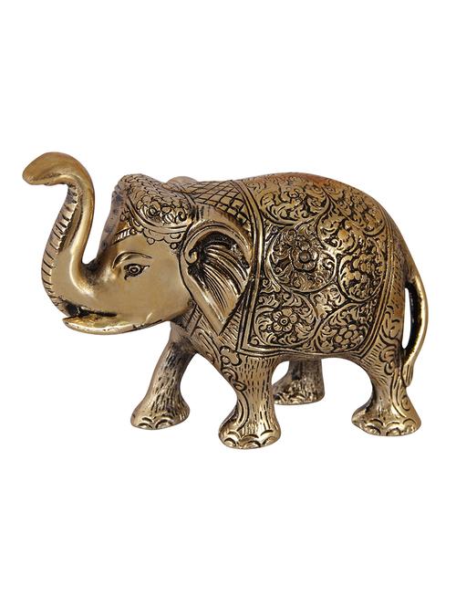 metal elephant trunk up antique golden finish by handicrafts paradise - 14130215 - Very Small Image - 1