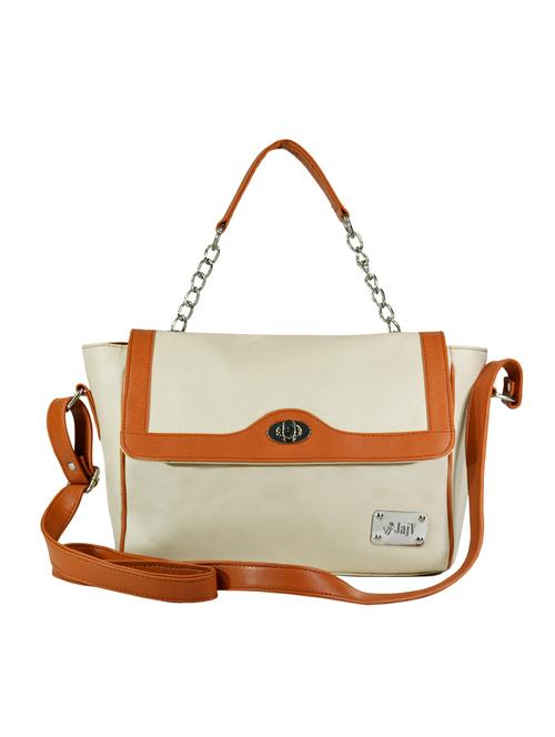 cream leatherette regular handbag - 14130376 - Very Small Image - 1
