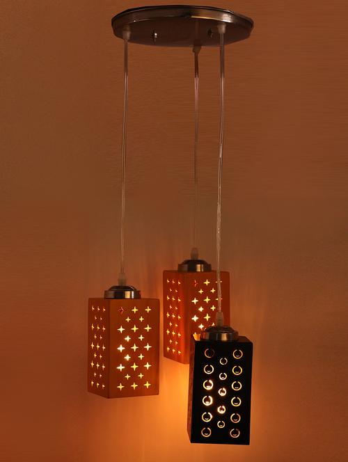 unbreakable exclusive colorful wooden decorative pendant triple hanging ceiling light lamp - 14131181 - Very Small Image - 1