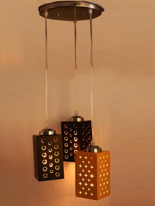 unbreakable exclusive colorful wooden decorative pendant triple hanging ceiling light lamp - 14131183 - Very Small Image - 1