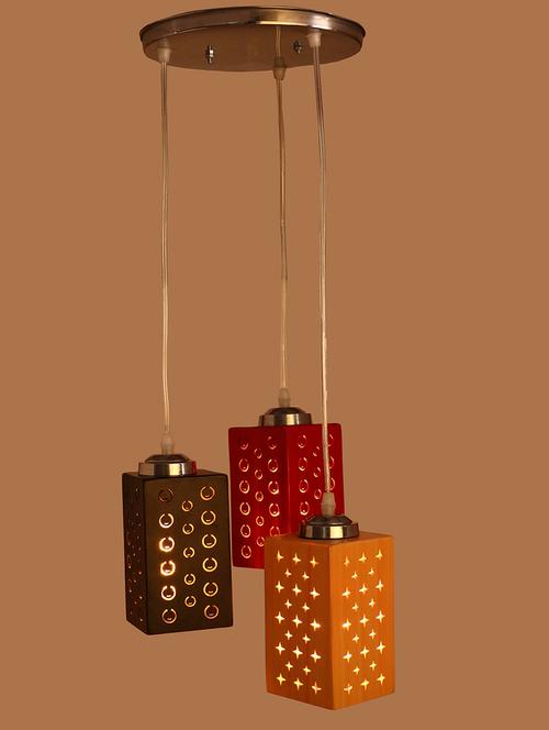 unbreakable exclusive colorful wooden decorative pendant triple hanging ceiling light lamp - 14131188 - Very Small Image - 1