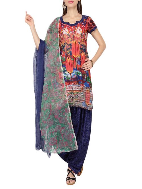multi colored cotton dress material - 14131291 - Very Small Image - 1