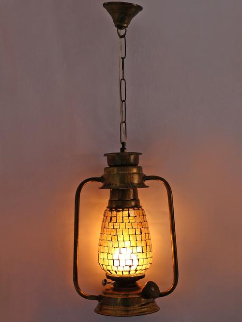 antique pendant hanging lantern lamp light with colorful glass - 14131937 - Very Small Image - 1