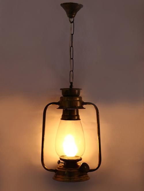 antique pendant hanging lantern lamp light with colorful glass - 14131942 - Very Small Image - 1