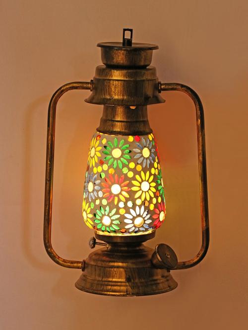 antique pendant hanging lantern lamp light with colorful glass - 14131946 - Very Small Image - 1