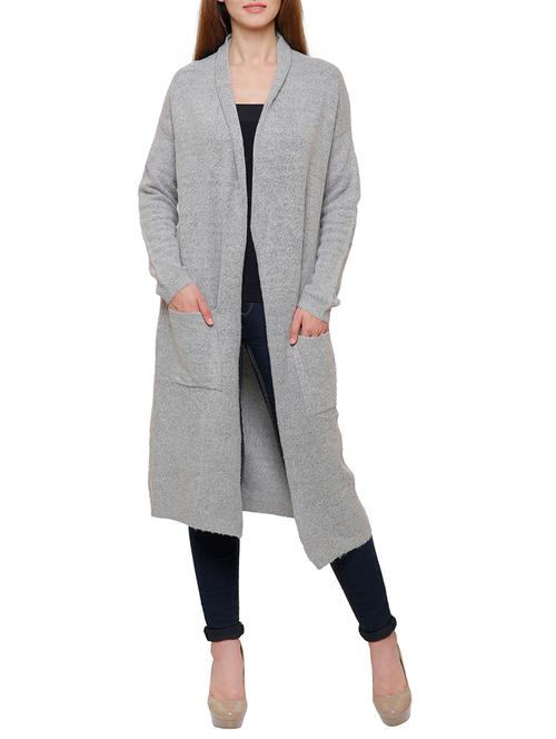 grey woolen cardigan - 14132579 - Very Small Image - 1
