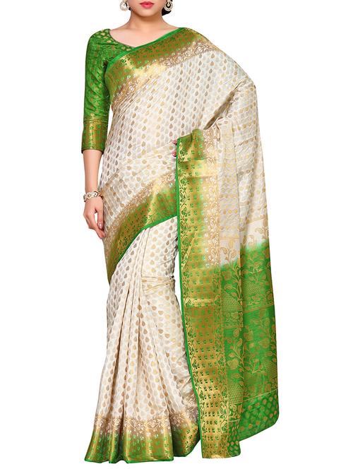 cream kanjivaram saree with blouse - 14132782 - Very Small Image - 1